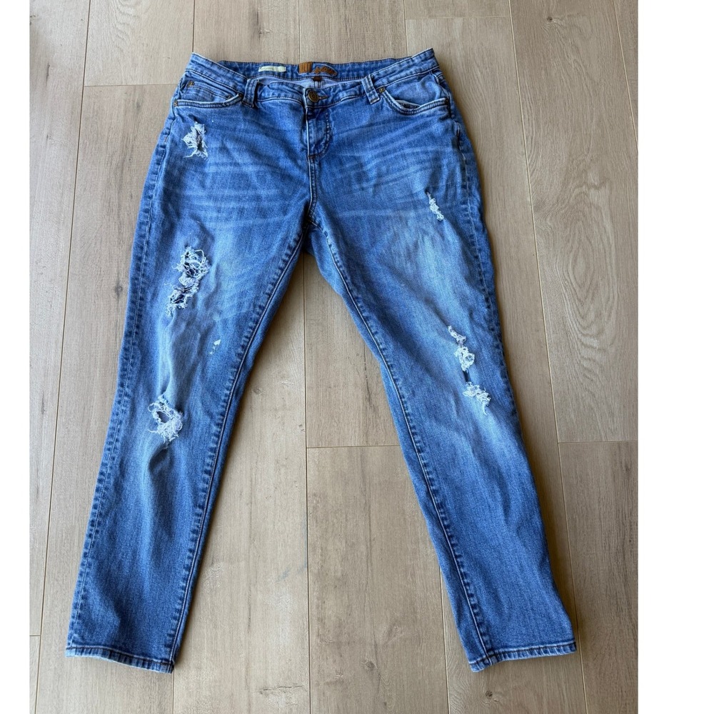 Kut from the Kloth Katy Boyfriend Distressed Jeans Blue 14W KP799GC4R
